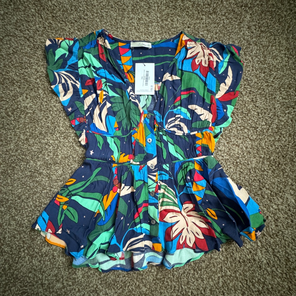 ✨ LAST CHANCE ✨ NWT Floral Corset Detail Button Up Blouse | S